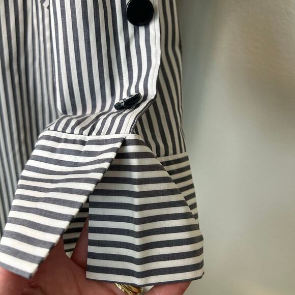 Talbots plus petites NWT black striped poplin 3/4 sleeve tunic top size 1XP - Picture 3 of 10